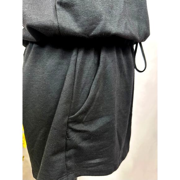 LBLC the Label Lauren Romper Drawstring Waist Pockets Black M - Picture 13 of 16